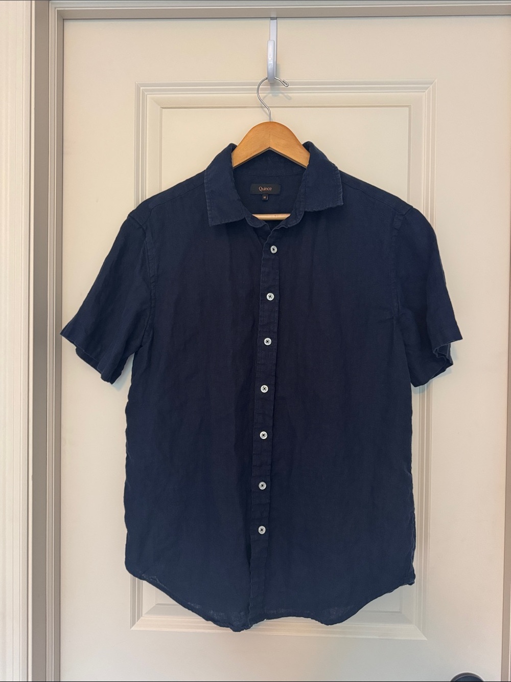 Quince Men's Short-Sleeve Button-Down Shirt - Navy Blue
